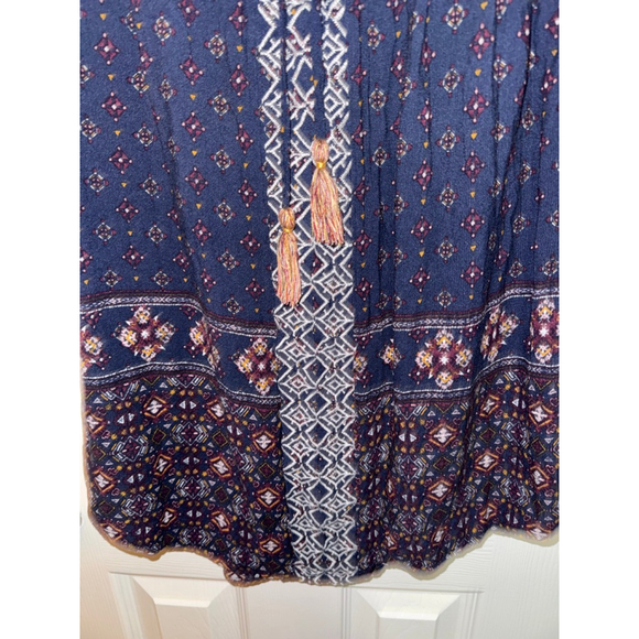 Women's Knox Rose Navy White Patterned Long Sleeve Tunic Dress M​ - Picture 7 of 8